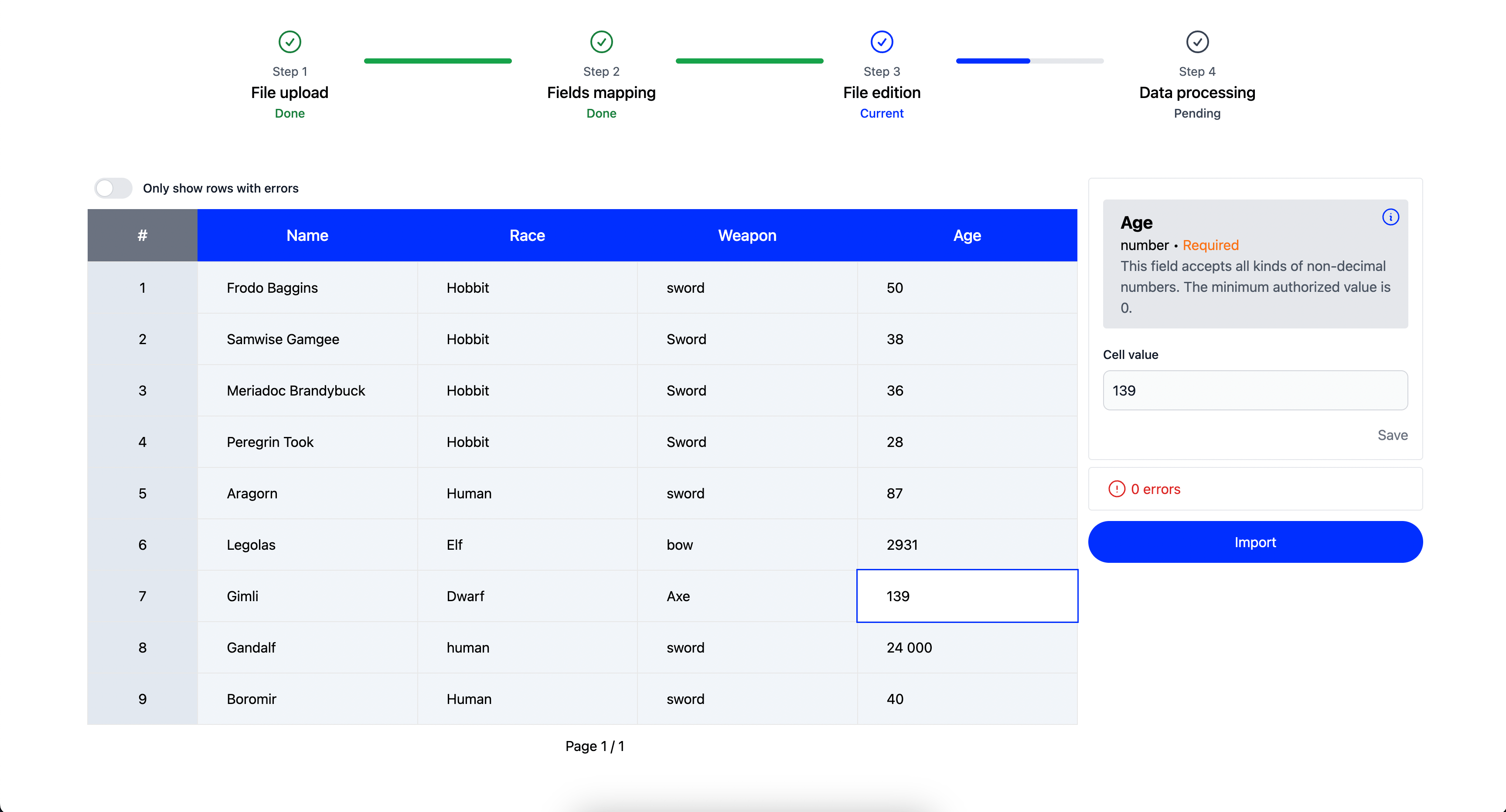 Grid without errors